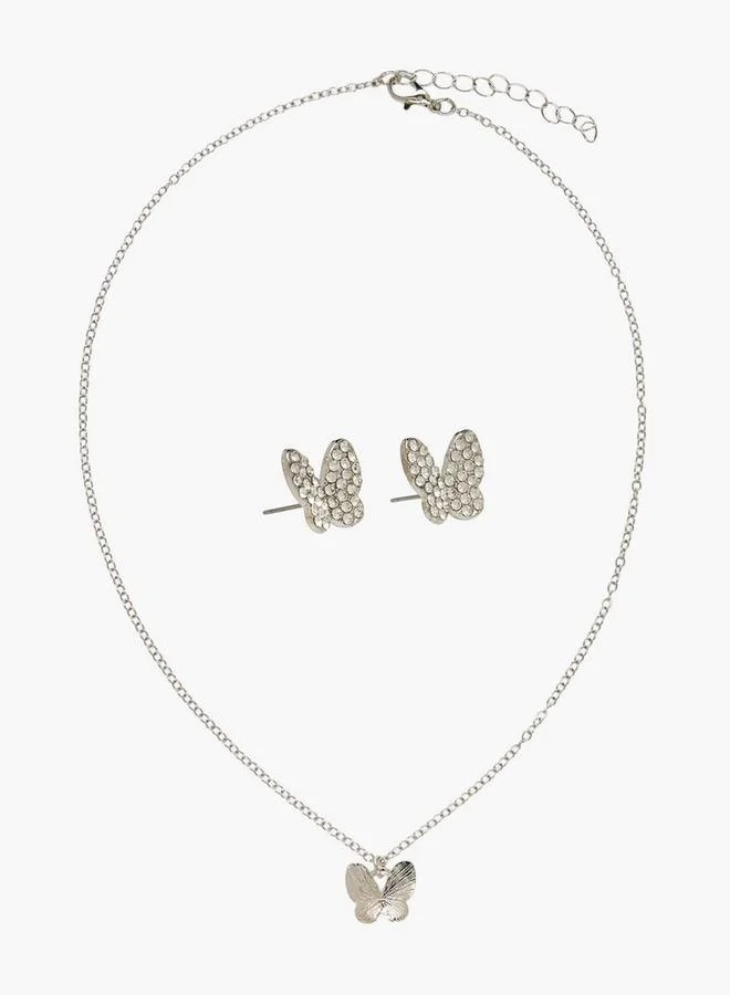 Flora Bella By Shoexpress Set Of 3 Jewellery Set With Embellished Butterfly Design Ramadan Collections